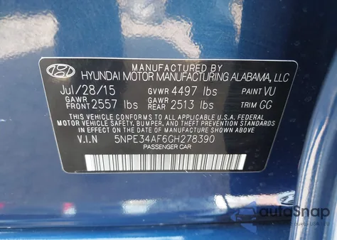 2016 Hyundai Sonata Limited z USA, uszkodzony, nr VIN 5NPE34AF6GH278390